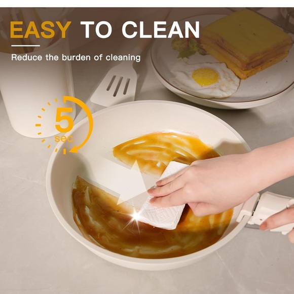 Astercook Ceramic Non-stick Cookware 21 Pcs Pots and Pans Set, Detachable Handle - Picture 6 of 7